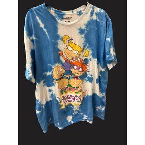 Nickelodeon Rugrats Tie-Dye T-Shirt XL 100% Cotton Blue & White
